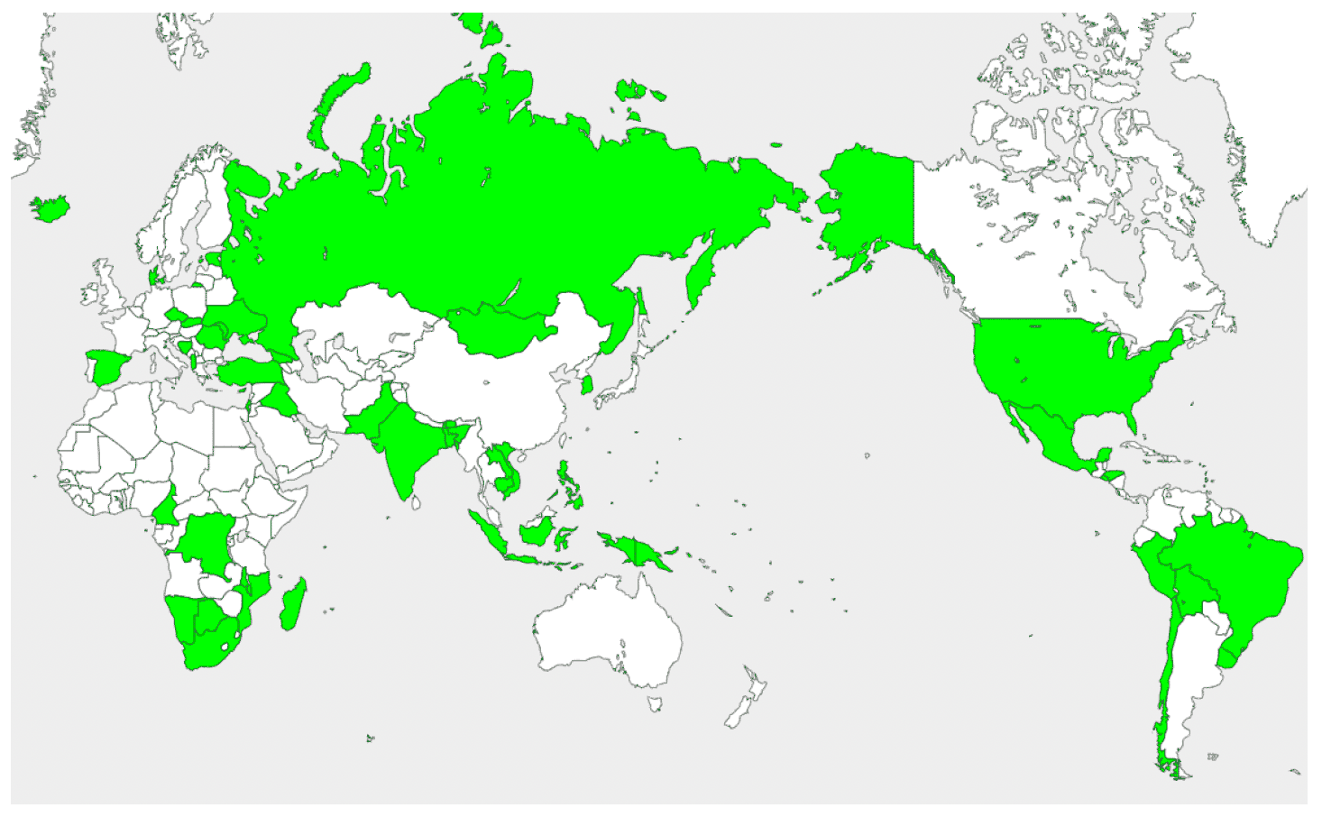 Geographical distribution of recipient institutions (April 2020-August 2021）